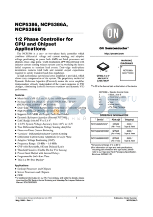 NCP5386 datasheet - 1/2 Phase Controller for CPU and Chipset Applications