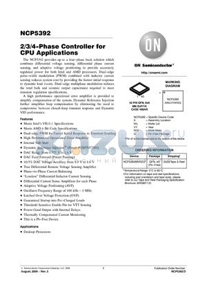 NCP5392 datasheet - 2/3/4-Phase Controller for CPU Applications