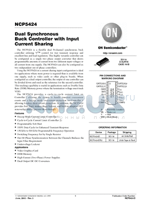 NCP5424 datasheet - Dual Synchronous  Buck Controller with Input Current Sharing