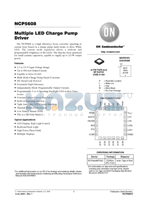 NCP5608 datasheet - Multiple LED Charge Pump Driver