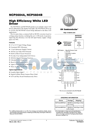 NCP5604A datasheet - High Efficiency White LED Driver