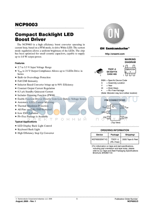NCP9003 datasheet - Compact Backlight LED Boost Driver