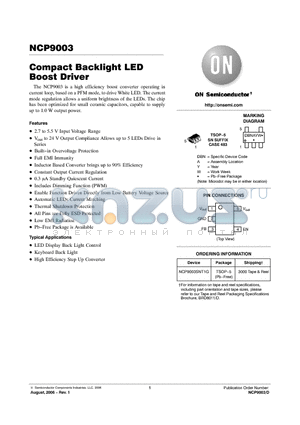 NCP9003SNT1G datasheet - Compact Backlight LED Boost Driver