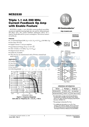 NCS2530DTBR2 datasheet - Triple 1.1 mA 200 MHz Current Feedback Op Amp with Enable Feature