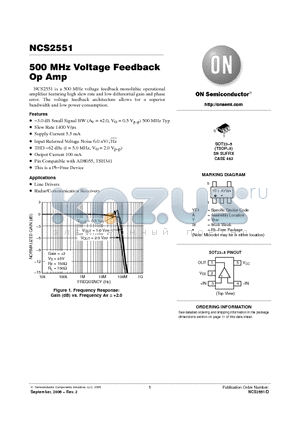 NCS2551 datasheet - 500 MHz Voltage Feedback Op Amp