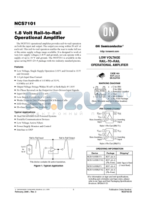 NCS7101SN2T1 datasheet - 1.8 Volt Rail−to−Rail Operational Amplifier