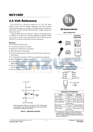 NCV1009 datasheet - 2.5 Volt Reference