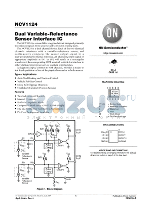 NCV1124DG datasheet - Dual Variable−Reluctance Sensor Interface IC