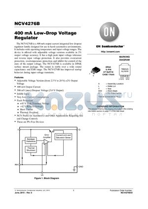NCV4276BDTADJRKG datasheet - 400 mA Low-Drop Voltage Regulator