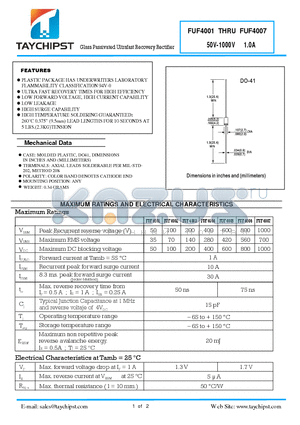 FUF4003 datasheet - Glass Passivated Ultrafast Recovery Rectifier