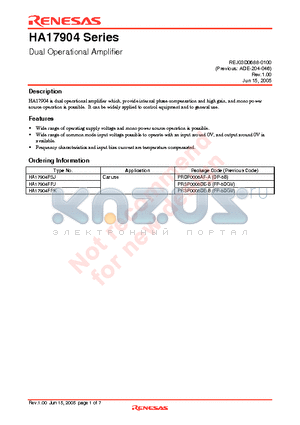 HA17904FPJ datasheet - Dual Operational Amplifier