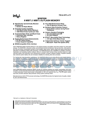 M28F008 datasheet - 8 MBIT (1 MBIT x 8) FLASH MEMORY