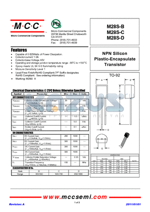 M28S-B datasheet - NPN Silicon Plastic-Encapsulate Transistor