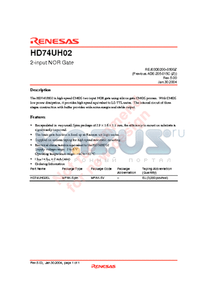 HD74UH02 datasheet - 2-input NOR Gate