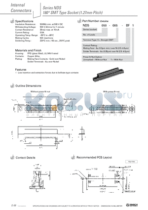 NDS050-005-BF1 datasheet - 180` SMT Type Socket (1.27mm Pitch)