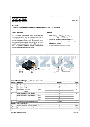 NDS8961 datasheet - Dual N-Channel Enhancement Mode Field Effect Transistor