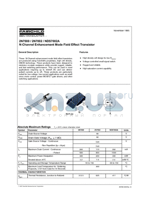 NDS7002 datasheet - N-Channel Enhancement Mode Field Effect Transistor