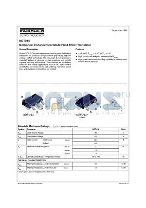 NDT014 datasheet - N-Channel Enhancement Mode Field Effect Transistor