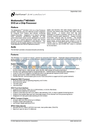 NDV8401 datasheet - DVD on a Chip Processor