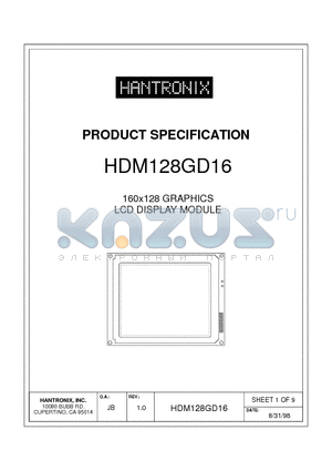 HDM128GD16 datasheet - 160x128 GRAPHICS LCD DISPLAY MODULE