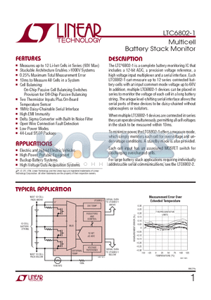 LTC6802IG-1TRPBF datasheet - Multicell Battery Stack Monitor