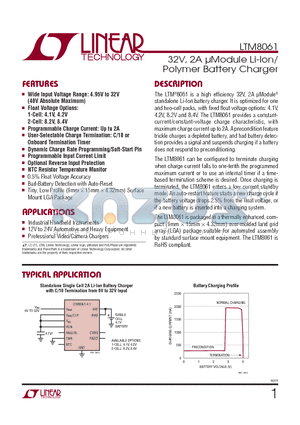 LTM8061 datasheet - 32V, 2A lModule Li-Ion/ Polymer Battery Charger