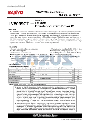 LV8099CT datasheet - For VCMs Constant-current Driver IC