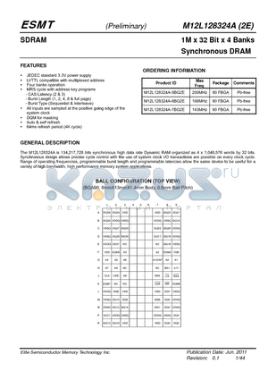 M12L128324A2E datasheet - JEDEC standard 3.3V power supply