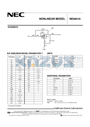 NE68519 datasheet - NONLINEAR MODEL