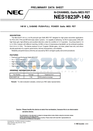 NES1823P-140 datasheet - 140 W L, S-BAND PUSH-PULL POWER GaAs MES FET