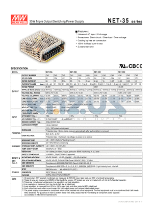 NET-35B datasheet - 35W Triple Output Switching Power Supply