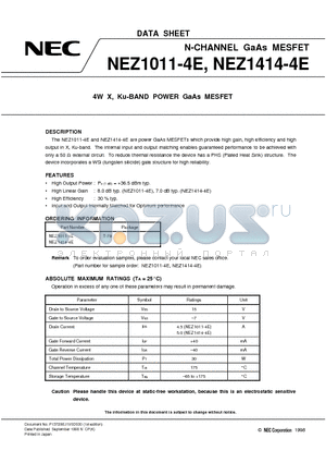 NEZ1011-4E datasheet - 4W X, Ku-BAND POWER GaAs MESFET