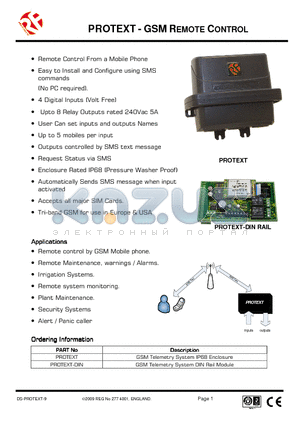 DS-PROTEXT-9 datasheet - PROTEXT - GSM REMOTE CONTROL