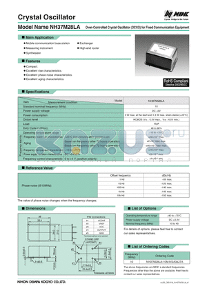 NH37M28LA datasheet - Oven-Controlled Crystal Oscillator (OCXO)