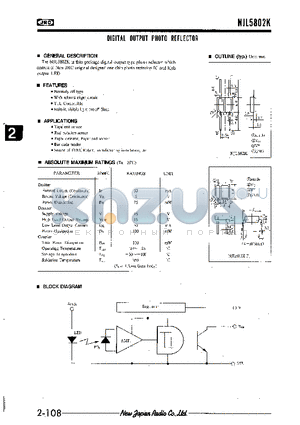 NJL5802K-F1 datasheet - DIGITAL OUTPUT PHOTO REFLECTOR