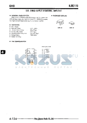 NJM2119D datasheet - DUAL SINGLE-SUPPLY OPERATIONAL AMPLIFIER