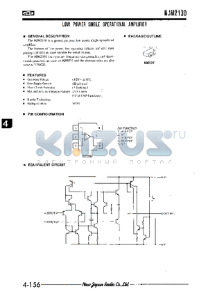 NJM2130F datasheet - LOW POWER SINGLE OPERATIONAL AMPLIFIER