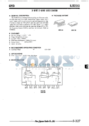 NJM2513M datasheet - 3-INPUT/2-INPUT VIDEO SWITCH