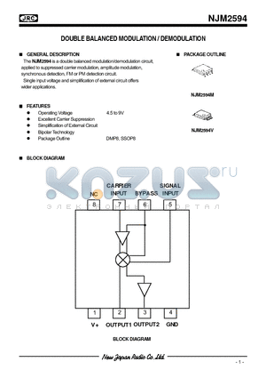 NJM2594M datasheet - DOUBLE BALANCED MODULATION / DEMODULATION