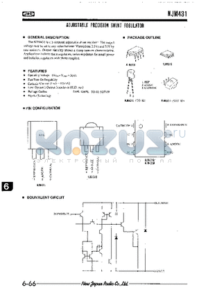 NJM431D datasheet - ADJUSTABLE PRECISION SHUNT REGULATOR