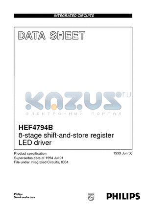 HEF4794B datasheet - 8-stage shift-and-store register LED driver