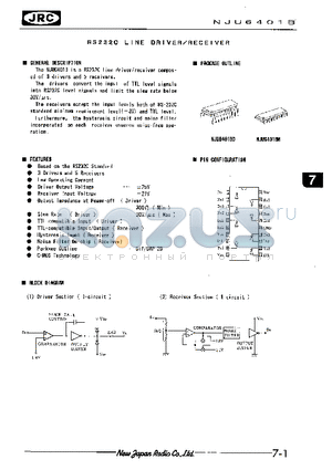 NJU6401 datasheet - RS232C LINE DRIVER/RECEIVER