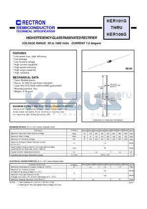 HER107G datasheet - VOLTAGE RANGE 50 to 1000 Volts CURRENT 1.0 Ampere