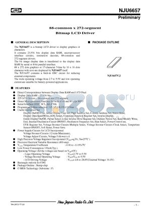 NJU6657 datasheet - 88-common x 272-segment Bitmap LCD Driver