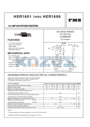 HER1602 datasheet - 16.0 AMP HIGH EFFICIENCY RECTIFIERS