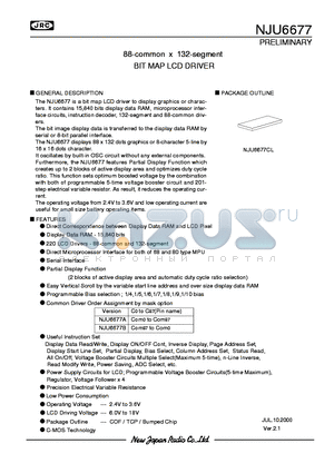 NJU6677CL datasheet - 88-common x 132-segment BIT MAP LCD DRIVER