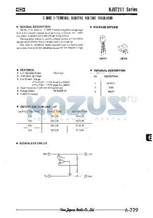 NJU7211 datasheet - C MOS 3 TERMINAL NEGATIVE VOLTAGE REGULATOR