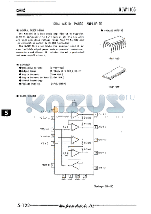 NJW1105M datasheet - DUAL AUDIO POWER AMPLIFIER