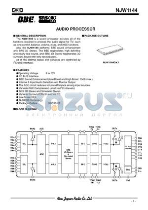 NJW1144 datasheet - AUDIO PROCESSOR