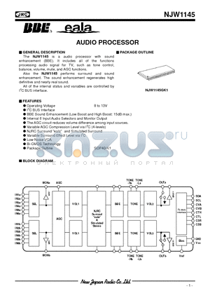 NJW1145 datasheet - AUDIO PROCESSOR